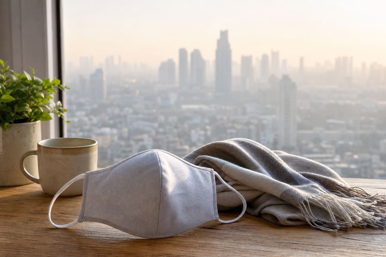 Managing fine dust with a mask and an air purifier