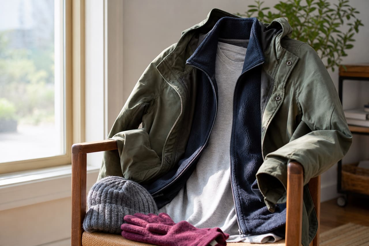 A comparison of layered outfits across different temperature bands